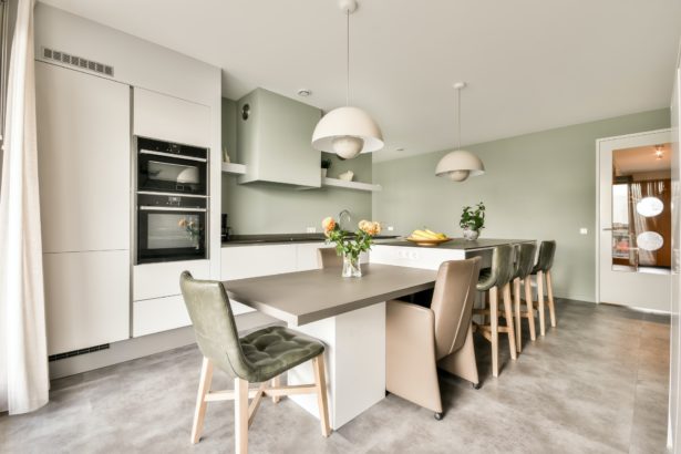 Luxurious kitchen with white furniture
